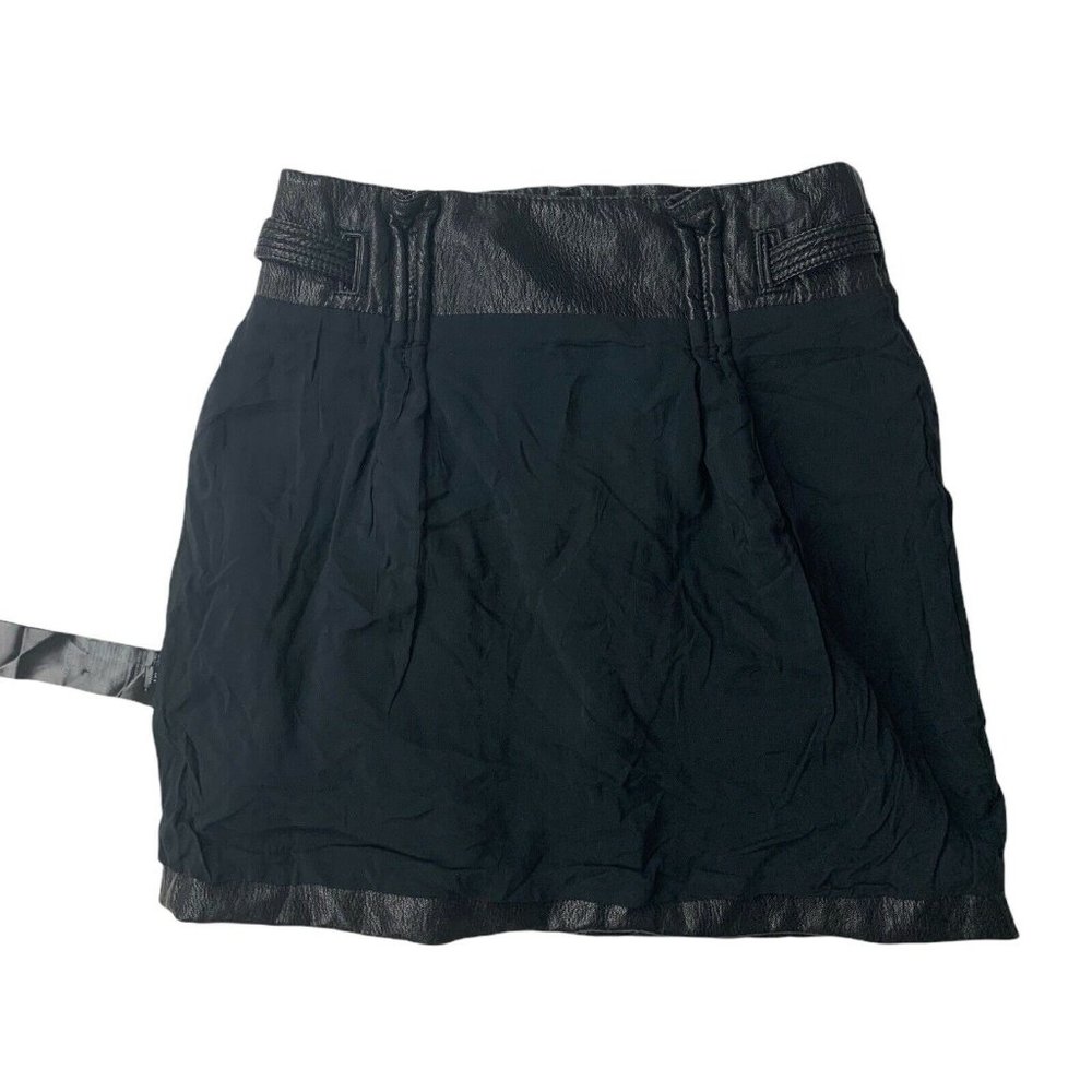 Free People Payton Paperbag Black Faux Leather Tie Waist Mini Skirt - Picture 8 of 11
